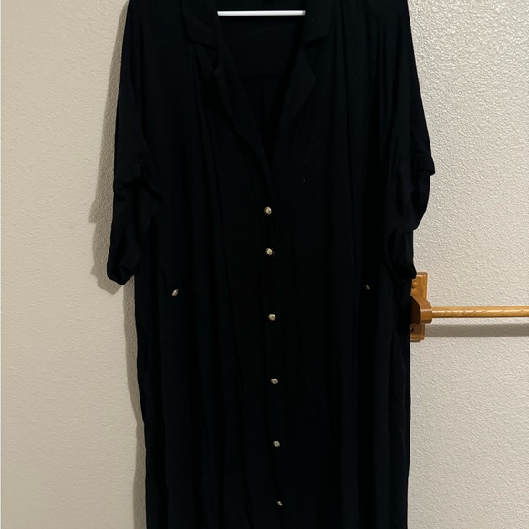 Black Button-Down Dress - Picture 1 of 2